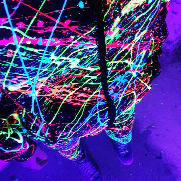 COUCHUK - UV REACTIVE - MULTI SPLAT HOODIE - Clubwear - PLUR - Rave clothing