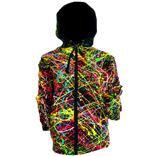 COUCHUK - UV REACTIVE - MULTI SPLAT HOODIE - Clubwear - PLUR - Rave clothing
