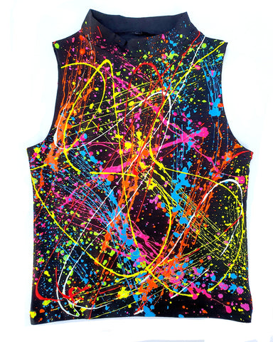 MULTI SPLAT HIGH NECK TOP