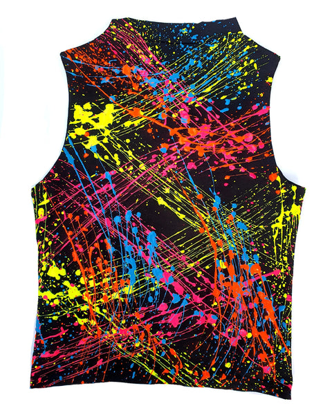 MULTI SPLAT HIGH NECK TOP