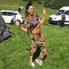 COUCHUK - UV REACTIVE - MULTI SPLAT LOOSE FIT CROP TOP - Clubwear - PLUR - Rave clothing