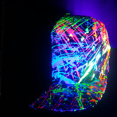 COUCHUK - UV REACTIVE - HALF SPLAT FLATPEAK CAP BLACK - Clubwear - PLUR - Rave clothing