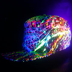COUCHUK - UV REACTIVE - HALF SPLAT FLATPEAK CAP BLACK - Clubwear - PLUR - Rave clothing