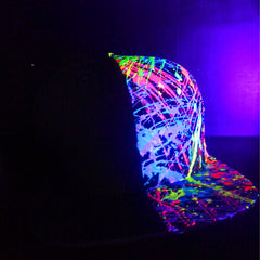 COUCHUK - UV REACTIVE - HALF SPLAT FLATPEAK CAP BLACK - Clubwear - PLUR - Rave clothing