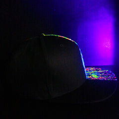 COUCHUK - UV REACTIVE - HALF SPLAT FLATPEAK CAP BLACK - Clubwear - PLUR - Rave clothing