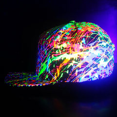 COUCHUK - UV REACTIVE - HALF SPLAT FLATPEAK CAP BLACK - Clubwear - PLUR - Rave clothing