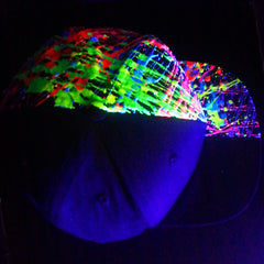 COUCHUK - UV REACTIVE - HALF SPLAT FLATPEAK CAP BLACK - Clubwear - PLUR - Rave clothing