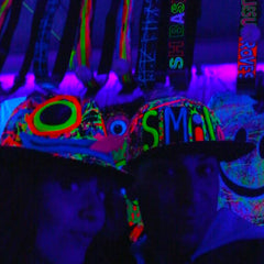 COUCHUK - UV REACTIVE - SMILE  FLATPEAK CAP BLACK - Clubwear - PLUR - Rave clothing
