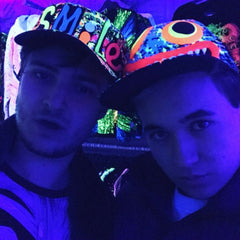 COUCHUK - UV REACTIVE - SMILE  FLATPEAK CAP BLACK - Clubwear - PLUR - Rave clothing