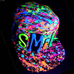 COUCHUK - UV REACTIVE - SMILE  FLATPEAK CAP BLACK - Clubwear - PLUR - Rave clothing