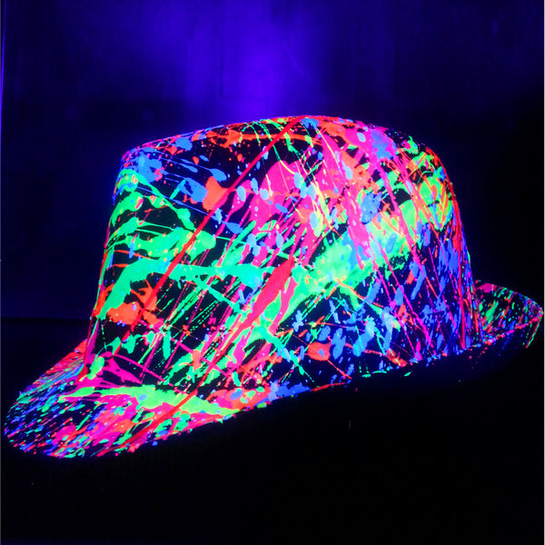 COUCHUK - UV REACTIVE - SPLASH TRILBY BLACK - Clubwear - PLUR - Rave clothing