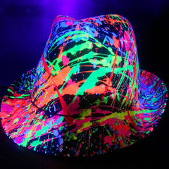 COUCHUK - UV REACTIVE - SPLASH TRILBY BLACK - Clubwear - PLUR - Rave clothing