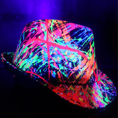 COUCHUK - UV REACTIVE - SPLASH TRILBY BLACK - Clubwear - PLUR - Rave clothing