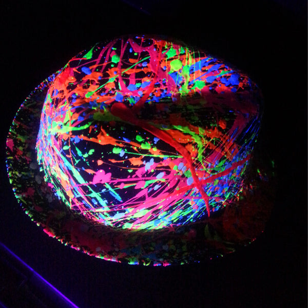 COUCHUK - UV REACTIVE - SPLASH TRILBY BLACK - Clubwear - PLUR - Rave clothing