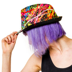 COUCHUK - UV REACTIVE - SPLASH TRILBY BLACK - Clubwear - PLUR - Rave clothing