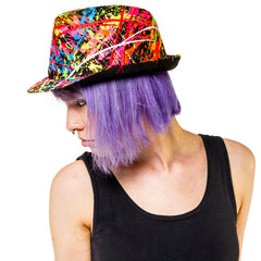 COUCHUK - UV REACTIVE - SPLASH TRILBY BLACK - Clubwear - PLUR - Rave clothing