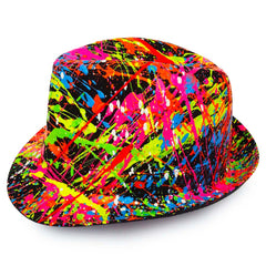 COUCHUK - UV REACTIVE - SPLASH TRILBY BLACK - Clubwear - PLUR - Rave clothing