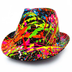COUCHUK - UV REACTIVE - SPLASH TRILBY BLACK - Clubwear - PLUR - Rave clothing
