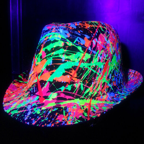 COUCHUK - UV REACTIVE - SPLASH TRILBY BLACK - Clubwear - PLUR - Rave clothing