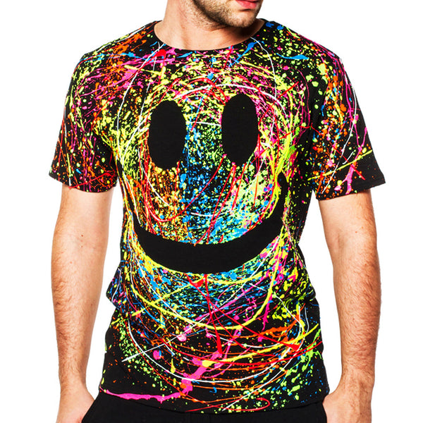 COUCHUK - UV REACTIVE - GRIN T-SHIRT BLACK - Clubwear - PLUR - Rave clothing