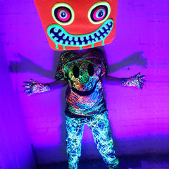 COUCHUK - UV REACTIVE - GRIN T-SHIRT BLACK - Clubwear - PLUR - Rave clothing