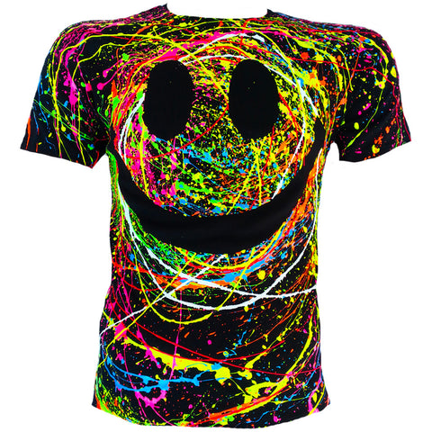 COUCHUK - UV REACTIVE - GRIN T-SHIRT BLACK - Clubwear - PLUR - Rave clothing