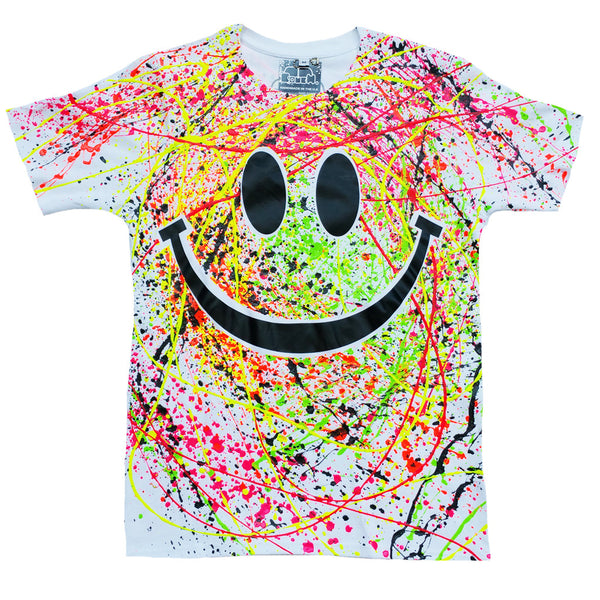 COUCHUK - UV REACTIVE - GRIN UNISEX T-SHIRT WHITE - Clubwear - PLUR - Rave clothing