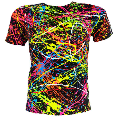 COUCHUK - UV REACTIVE - SPLAT T-SHIRT BLACK - Clubwear - PLUR - Rave clothing