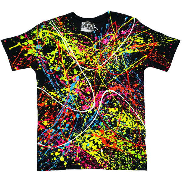 COUCHUK - UV REACTIVE - SPLAT T-SHIRT BLACK - Clubwear - PLUR - Rave clothing