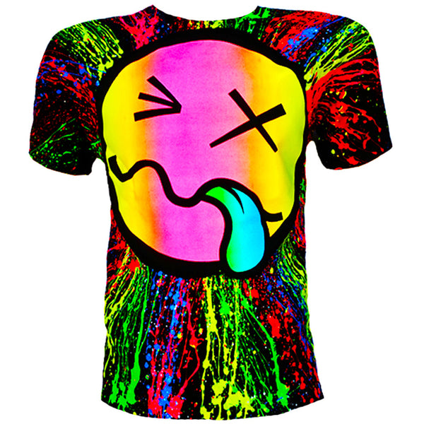 COUCHUK - UV REACTIVE - RAINBOW TONGUE T-SHIRT BLACK - Clubwear - PLUR - Rave clothing
