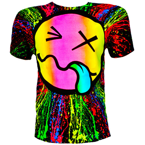 COUCHUK - UV REACTIVE - RAINBOW TONGUE T-SHIRT BLACK - Clubwear - PLUR - Rave clothing