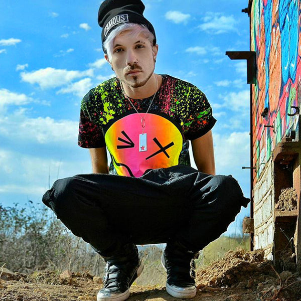 COUCHUK - UV REACTIVE - RAINBOW TONGUE T-SHIRT WHITE - Clubwear - PLUR - Rave clothing