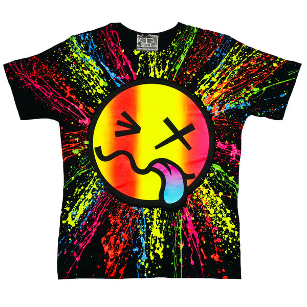 COUCHUK - UV REACTIVE - RAINBOW TONGUE T-SHIRT BLACK - Clubwear - PLUR - Rave clothing