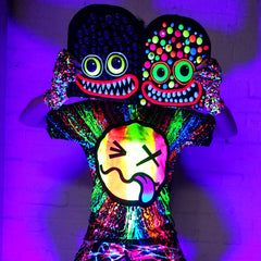COUCHUK - UV REACTIVE - RAINBOW TONGUE T-SHIRT BLACK - Clubwear - PLUR - Rave clothing