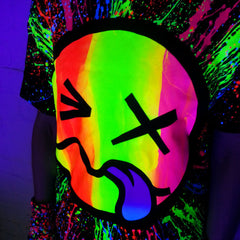 COUCHUK - UV REACTIVE - RAINBOW TONGUE UNISEX T-SHIRT BLACK - Clubwear - PLUR - Rave clothing