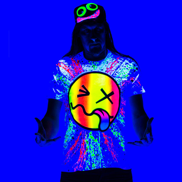 COUCHUK - UV REACTIVE - RAINBOW TONGUE T-SHIRT WHITE - Clubwear - PLUR - Rave clothing