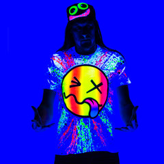 COUCHUK - UV REACTIVE - RAINBOW TONGUE T-SHIRT WHITE - Clubwear - PLUR - Rave clothing