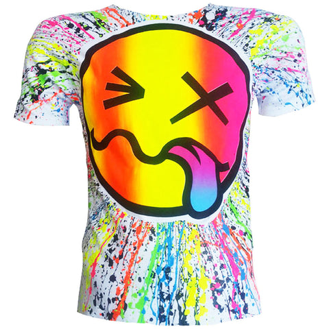 COUCHUK - UV REACTIVE - RAINBOW TONGUE T-SHIRT WHITE - Clubwear - PLUR - Rave clothing