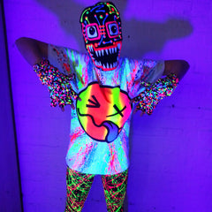 COUCHUK - UV REACTIVE - RAINBOW TONGUE UNISEX T-SHIRT WHITE - Clubwear - PLUR - Rave clothing