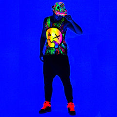 COUCHUK - UV REACTIVE - RAINBOW TONGUE BEATER VEST BLACK - Clubwear - PLUR - Rave clothing