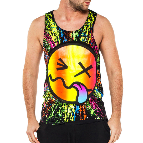 COUCHUK - UV REACTIVE - RAINBOW TONGUE BEATER VEST BLACK - Clubwear - PLUR - Rave clothing