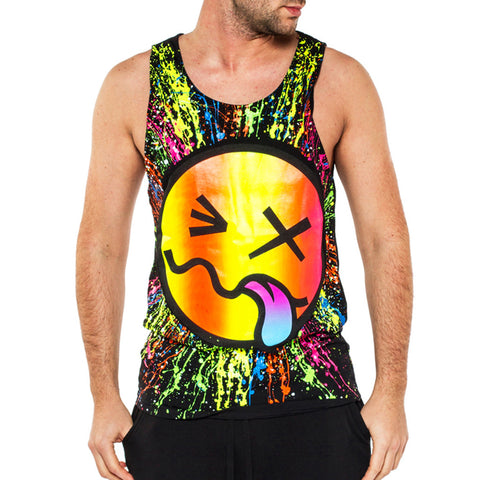 COUCHUK - UV REACTIVE - RAINBOW TONGUE BEATER VEST BLACK - Clubwear - PLUR - Rave clothing