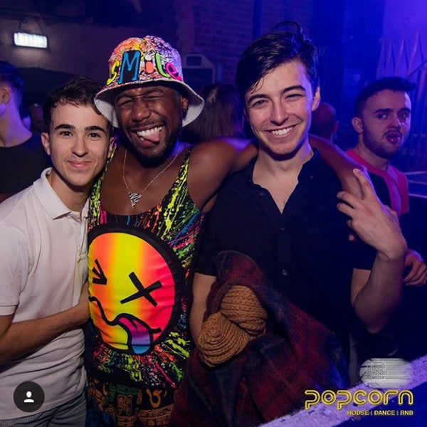 COUCHUK - UV REACTIVE - RAINBOW TONGUE BEATER VEST WHITE - Clubwear - PLUR - Rave clothing
