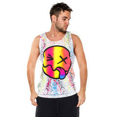 COUCHUK - UV REACTIVE - RAINBOW TONGUE BEATER VEST WHITE - Clubwear - PLUR - Rave clothing