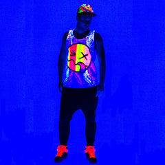 COUCHUK - UV REACTIVE - RAINBOW TONGUE BEATER VEST WHITE - Clubwear - PLUR - Rave clothing