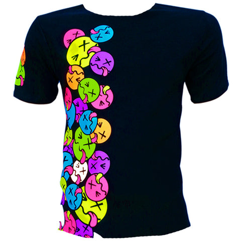 COUCHUK - UV REACTIVE - SIDE TONGUE T-SHIRT BLACK - Clubwear - PLUR - Rave clothing