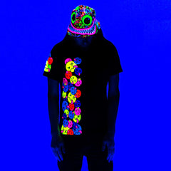 COUCHUK - UV REACTIVE - SIDE TONGUE UNISEX T-SHIRT BLACK - Clubwear - PLUR - Rave clothing