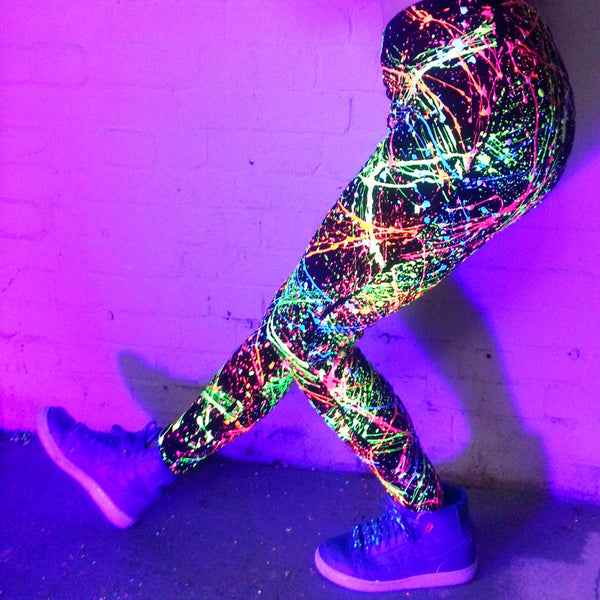 COUCHUK - UV REACTIVE - SPLAT LEGGINGS MULTI - Clubwear - PLUR - Rave clothing