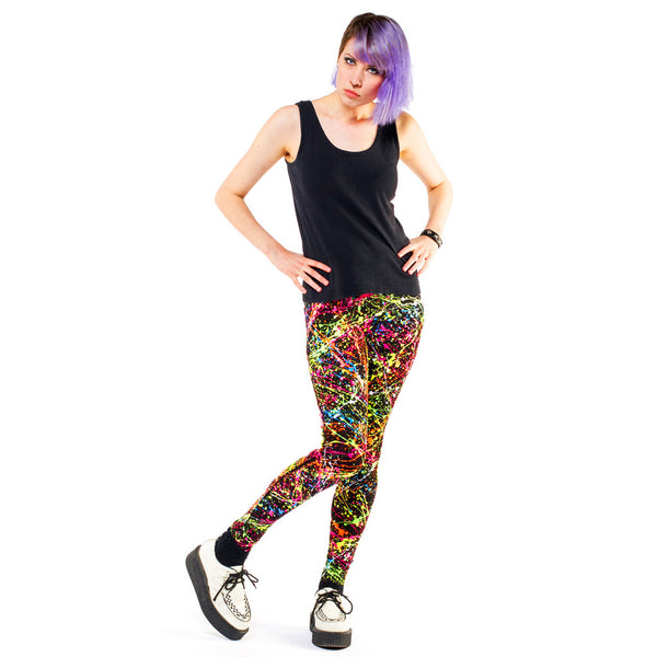 COUCHUK - UV REACTIVE - SPLAT LEGGINGS MULTI - Clubwear - PLUR - Rave clothing