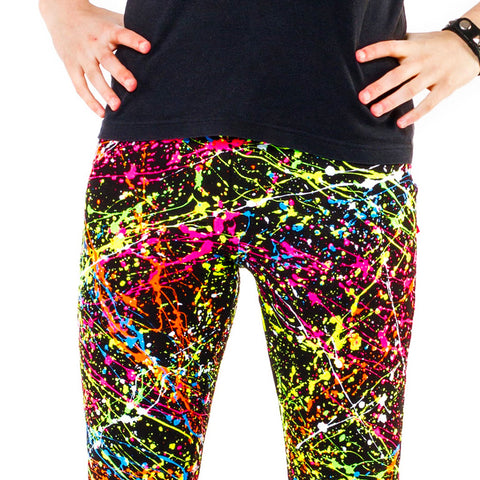 COUCHUK - UV REACTIVE - SPLAT LEGGINGS MULTI - Clubwear - PLUR - Rave clothing